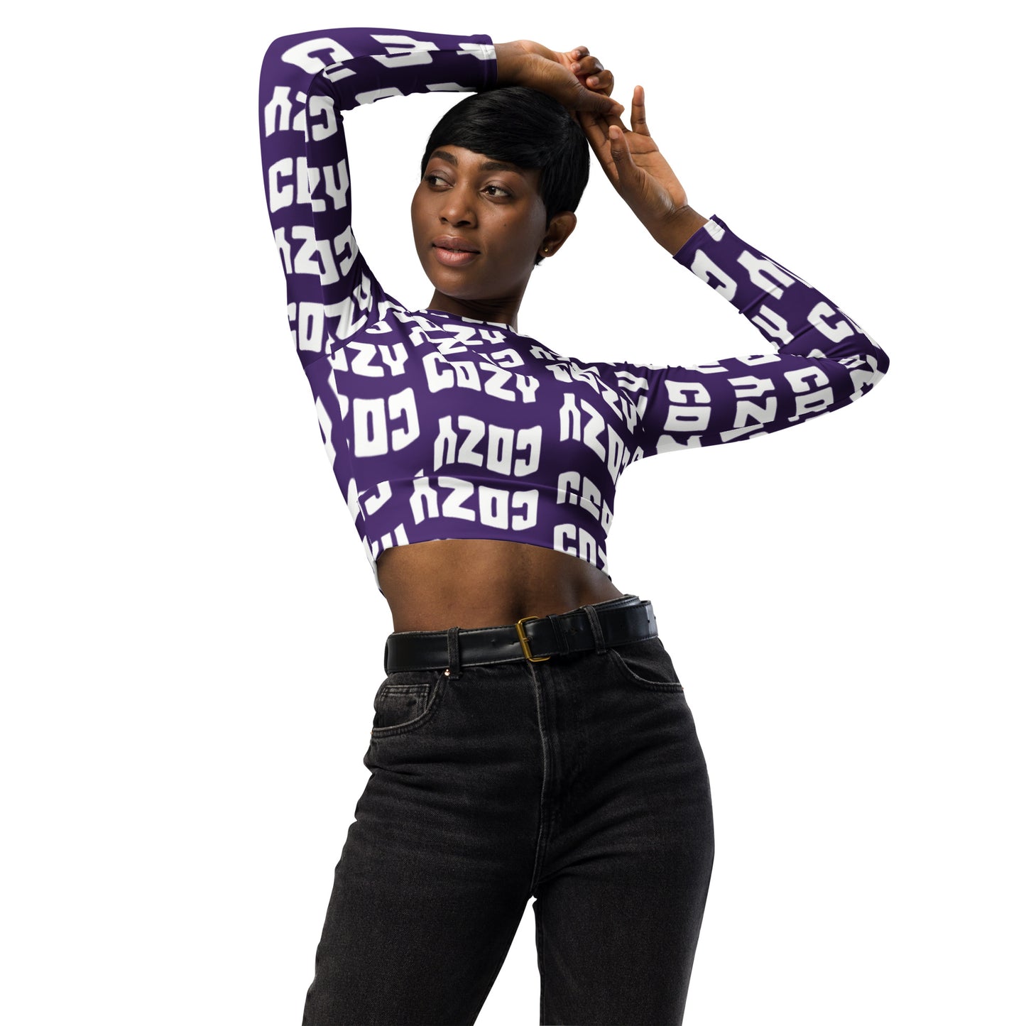 Cozy purp long-sleeve crop top